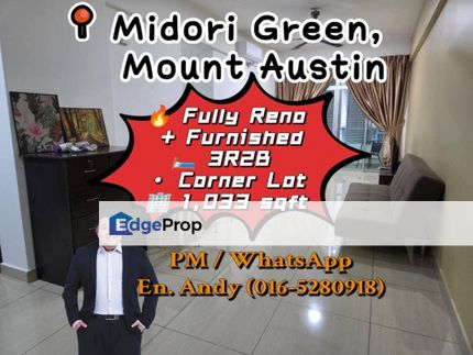 Midori Green Austin/Mount Austin/Taman Setia Indah/Apartment/Fully Furnished Corner Unit/RM480K – Tenanted Until 2026 & 3 Minit ke Nanyang Street!, Johor, Johor Bahru