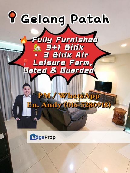 Leisure Farm/Gelang Patah/Medini/Double Storey/Fully Furnished Terrace/RM800K – Untuk Dijual & Disewa, Siap Bawa Beg Je!, Johor, Gelang Patah