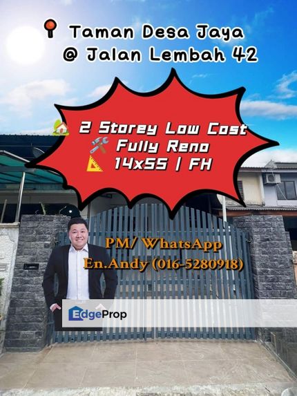 Desa Jaya/Double Storey-Low Cost Terrace/RM388K – Fully Reno, Hot Location, Near IKEA & Renovated, Johor, Johor Bahru