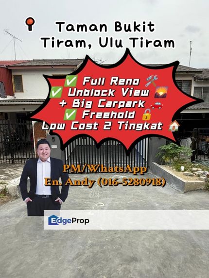 Ulu Tiram/Taman Bukit Tiram/Kampung Oren/Taman Puteri Wangsa/Tebrau/Double Storey-Low Cost House/RM388K – Fully Reno, Unblock View & Big Parking!, Johor, Ulu Tiram