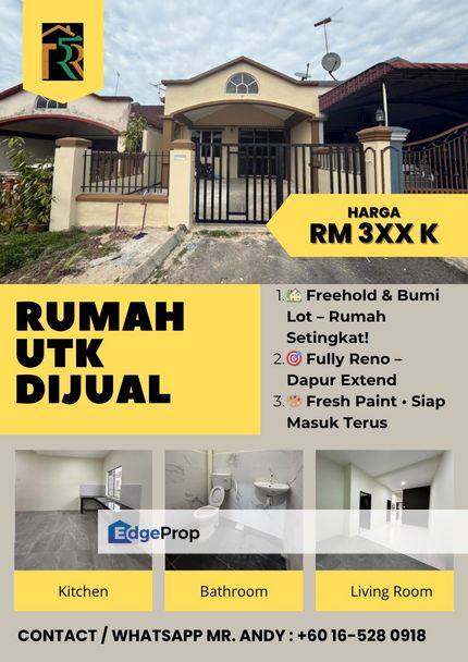 Kota Tinggi / Taman Sri Saujana / One Storey Terrace House / RM360K – FREEHOLD Reno Siap Masuk, Bumi Lot, Johor, Kota Tinggi
