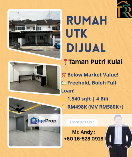 Taman Putri Kulai/2 Storey Terrace/4 Bilik/RM498K – FREEHOLD + MV Tinggi!, Johor, Kulai