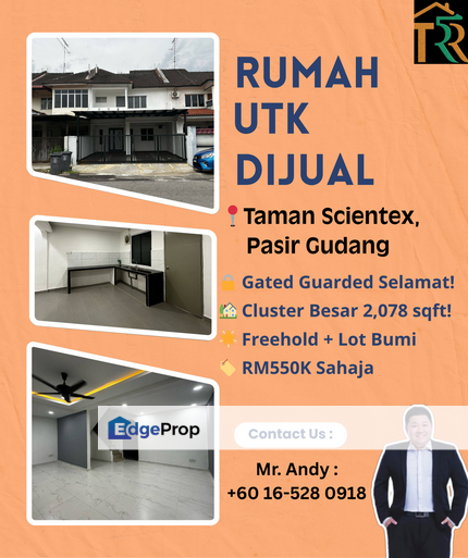 Taman Scientex, Pasir Gudang / 2 Storey Cluster Terrace / 4 Bilik / RM550K – GATED GUARDED + LOT BUMI!, Johor, Pasir Gudang