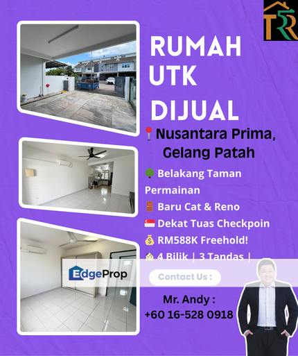 Nusantara Prima, Gelang Patah / 2 Storey Terrace / 4 Bilik / RM588K – Belakang Taman Permainan!, Johor, Gelang Patah