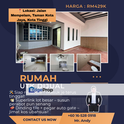 Kota Tinggi / Superlink / Taman Kota Jaya / RM429K – Fully Reno & Rare Size!, Johor, Kota Tinggi