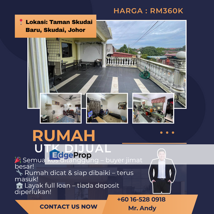  Skudai Baru / 1 Storey Low Cost Terrace / RM360K – Siap Reno + Full Loan!, Johor, Skudai