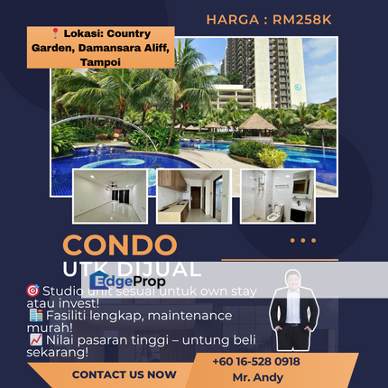 Johor Bahru / Tampoi / Apartment / Central Park Country Garden / RM258K – Below Market & Strategic, Johor, Johor Bahru