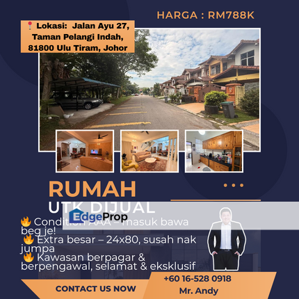  Pelangi Indah / Double Storey Terrace / RM788K – Unblock Garden View & Fully Extended, Johor, Ulu Tiram