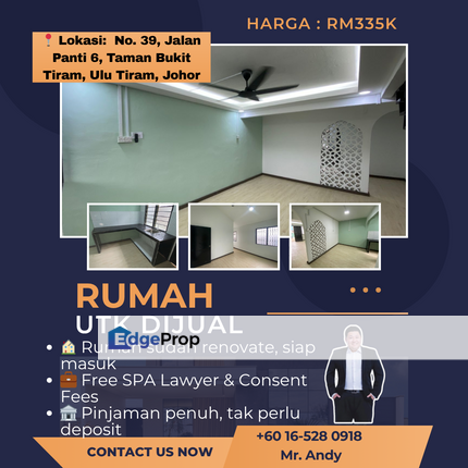 Bukit Tiram / Double Storey Low Cost / RM335K – FULL LOAN + 0% DEPOSIT‼, Johor, Ulu Tiram
