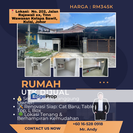 Taman Wawasan Kelapa Sawit / Kulai / 1 Storey Terrace / RM345K – Free SPA Lawyer + Full Loan, Johor, Kulai