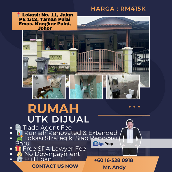 Taman Pulai Emas / Kangkar Pulai / Kulai / Johor Bahru / Single Storey House / RM415K – Full Loan + Free SPA Lawyer, Johor, Kangkar Pulai