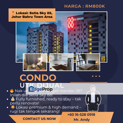 Johor Bahru / Apartment / Setia Sky 88 / RM800K – Strategic Location & Siap Masuk, Johor, Johor Bahru