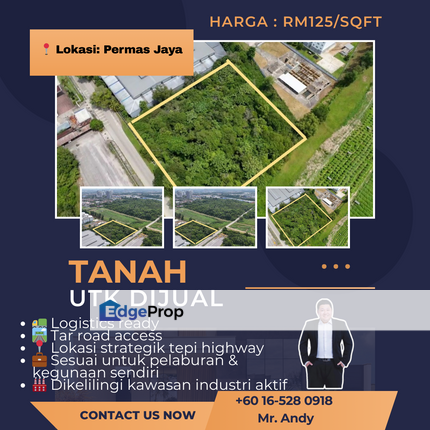 Super Rare Light Industry Land @ Permas – 1.92 Acres , Johor, Masai