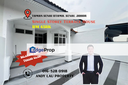 Senai / Taman Senai Utama / Kulai / Johor Bahru / Single Storey Terrace House / RM458K – Fully Extended, Facing South!, Johor, Senai