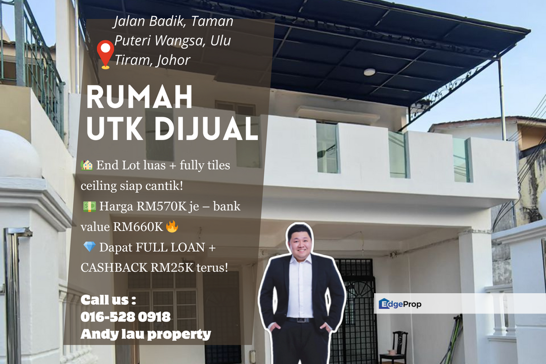 Taman Puteri Wangsa / Ulu Tiram / Tebrau / Johor / Double Storey Terrace End Lot / RM570K – Full Loan + Cashback RM25K , Johor, Ulu Tiram