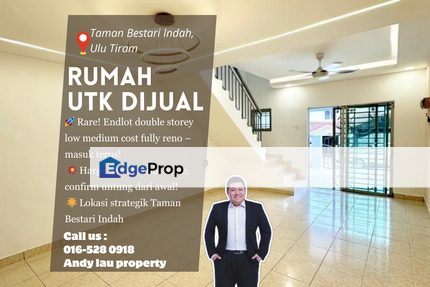 Taman Bestari Indah / Ulu Tiram / Double Storey Endlot Low Medium Cost / RM368K – FULLY RENO, Bank Value RM380K! , Johor, Ulu Tiram