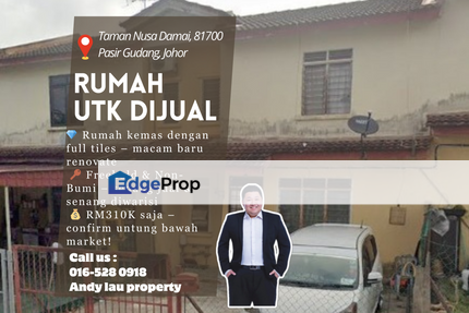 Taman Nusa Damai / Pasir Gudang / Johor Bahru / Double Storey Terrace / RM310K – Full Tiles + Freehold, Johor, Pasir Gudang