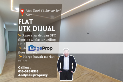 Flat Tasek 64 / Bandar Seri Alam / Masai / Pasir Gudang / Johor Bahru / Low Cost Flat / RM168k – Fully Renovated + Bank Value RM190k , Johor, Masai