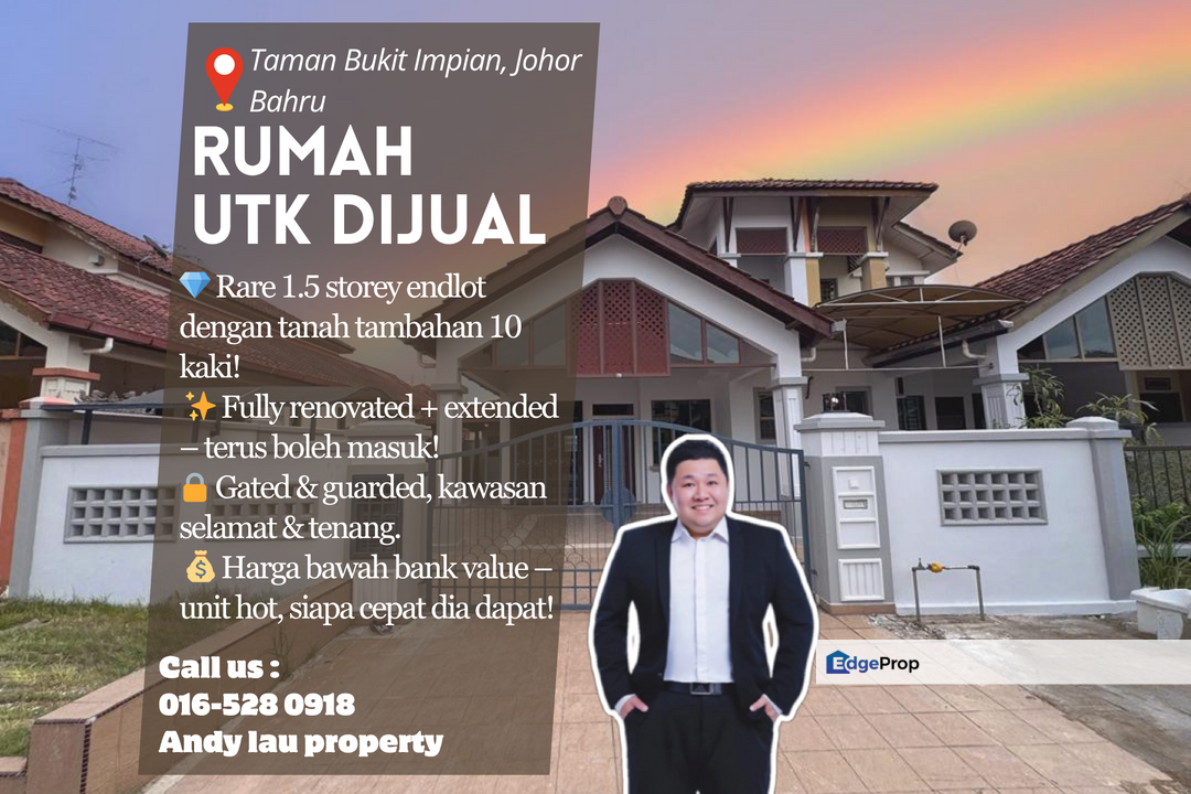 Taman Bukit Impian / Skudai / Johor Bahru / Johor / 1.5 Storey Endlot (Semi-D Feel) / RM848K – Super Rare + Gated & Guarded, Johor, Skudai