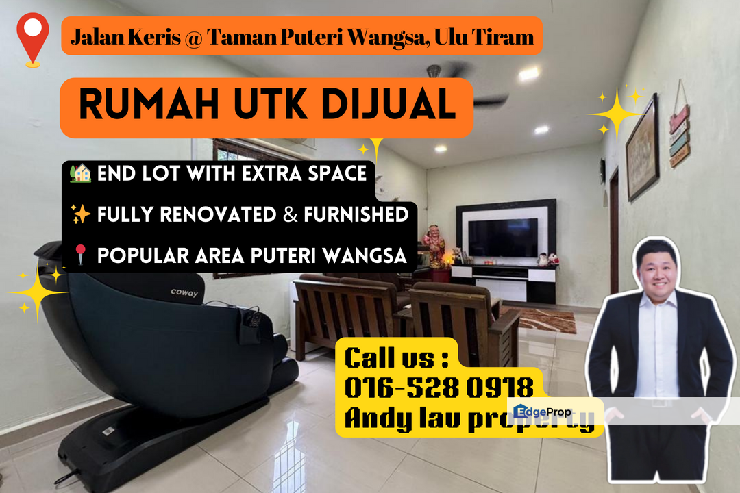 Puteri Wangsa / Single Storey Terrace End Lot / RM600K / Fully Renovated, Johor, Ulu Tiram