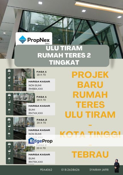 Ulu Tiram Rumah Baru Teres 2 Tingkat untuk Dijual Freehold Landed Terrace  🟢 Rumah Teres 2 Tingkat Double Storey Terrace House, Johor, Ulu Tiram