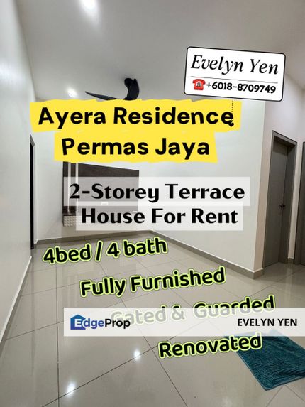 Permas Jaya, 2-Storey Terrace House ,Fully Furnished, Renovated, Gated & Guarded., Johor, Masai