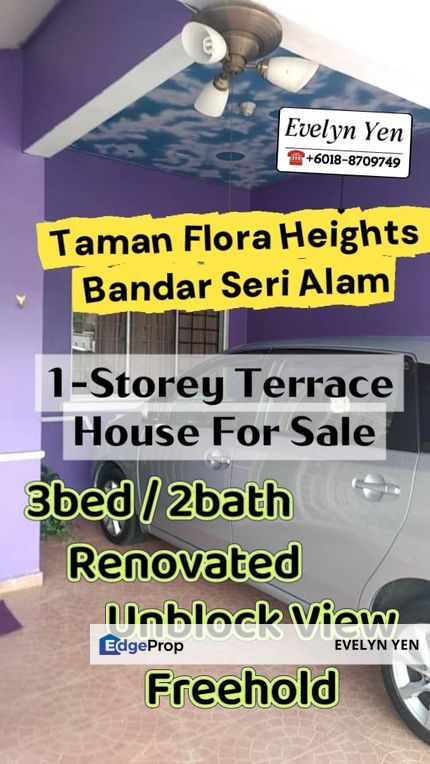 Bandar Seri Alam, Taman Flora Heights, 1-Storey Terrace House, Unblock View, Freehold, Renovated., Johor, Pasir Gudang
