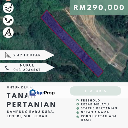 [GERAN 1 NAMA] Tanah Pertanian Kampung Baru Kura, Sik, Kedah, Kedah, Sik