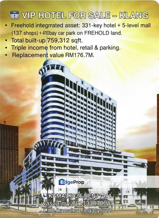 KLANG FREEHOLD HOTEL + SHOPPING MALL + CAR PARK , Selangor, Klang