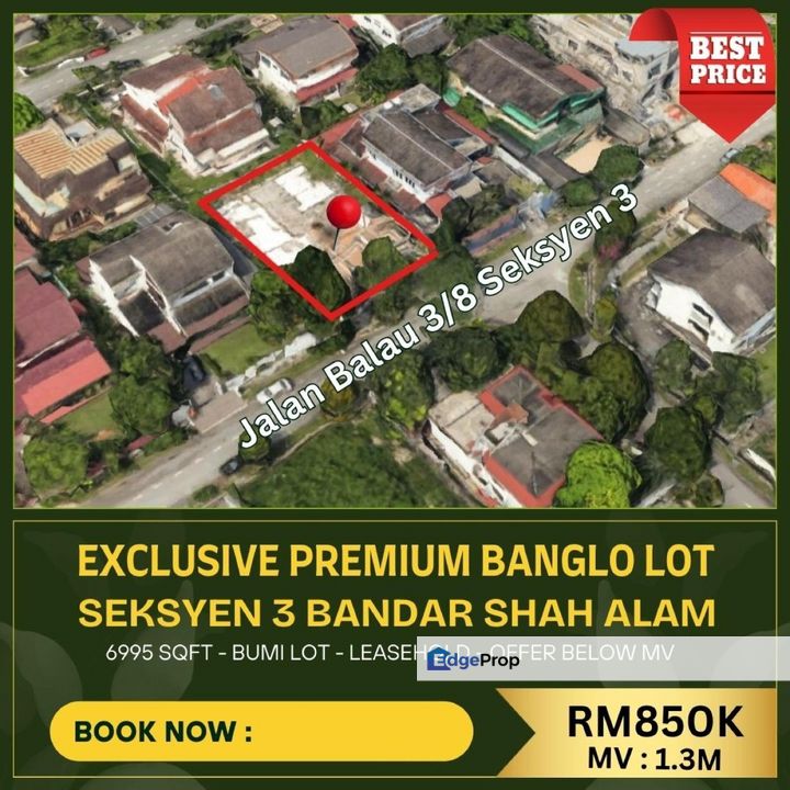 SHAH ALAM - EXCLUSIVE PREMIUM BUNGALOW LOT FOR SALE  , Selangor, Shah Alam