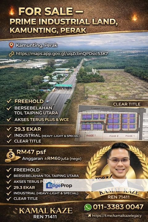 KAMUNTING PERAK - FOR SALE – PRIME INDUSTRIAL LAND , Perak, Kamunting