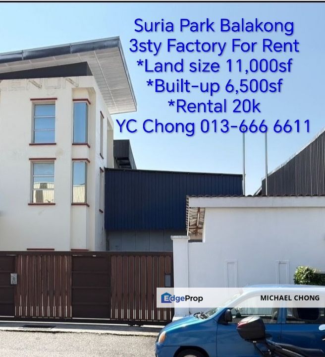 Balakong Suria Park 3sty factory For Rent , Selangor, Cheras