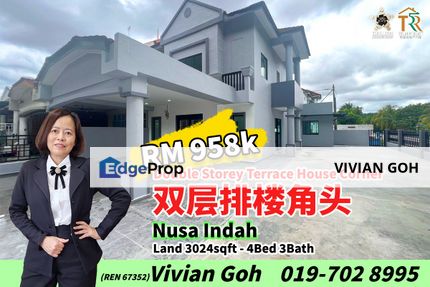 Nusa Indah Double Storey Terrace House Corner Lot For Sale, Johor, Nusajaya