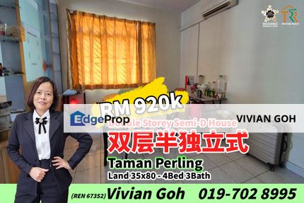Taman Perling Double Storey Semi-D House For Sale, Johor, Johor Bahru