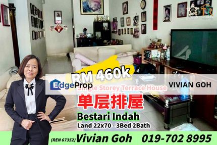 Bestari Indah Single Storey Terrace House For Sale, Johor, Ulu Tiram