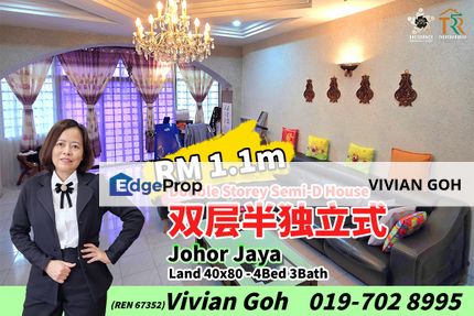 Johor Jaya Double Storey Semi-D House For Sale, Johor, Johor Bahru