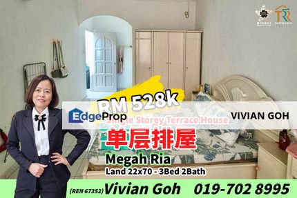 Taman Megah Ria Single Storey Terrace House For Sale, Johor, Masai