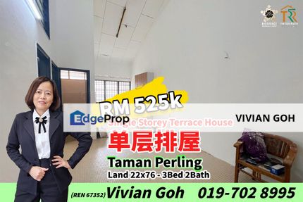 Taman Perling Single Storey Terrace House For Sale, Johor, Johor Bahru
