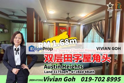 Austin Heights Double Storey Cluster House Corner Lot For Sale, Johor, Johor Bahru