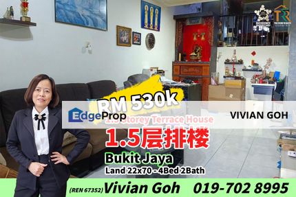 Bukit Jaya 1.5 Storey Terrace House For Sale, Johor, Ulu Tiram
