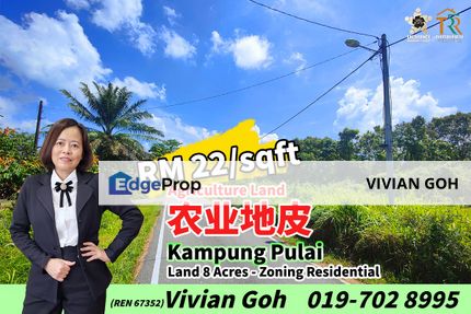 Kampung Pulai 8 Acres Agriculture Land For Sale, Johor, Gelang Patah