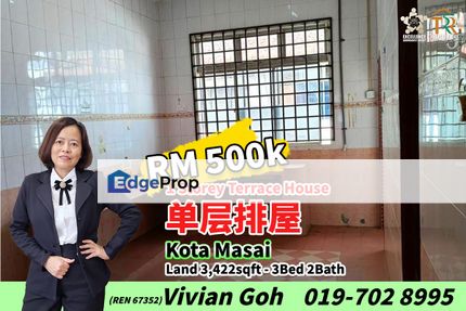 Kota Masai - 1 Storey Terrace House For Sale, Johor, Pasir Gudang