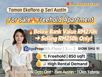 Taman Ekoflora @ Flora Damai | Freehold | Below Bank Value | High Floor Unit | High ROI, Johor, Johor Bahru