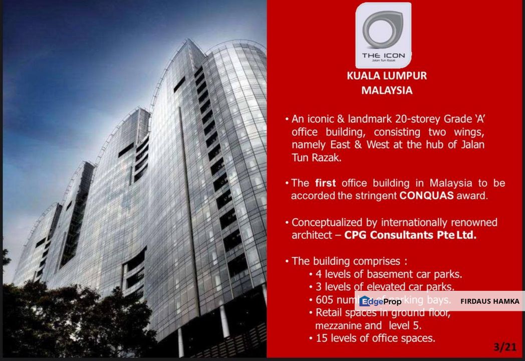 FOR SALE EAST WING, THE ICON TOWER, JALAN TUN RAZAK, Kuala Lumpur, KL City