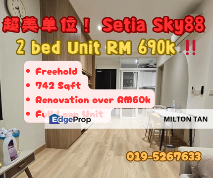 Setia Sky 88 Johor Bahru Johor Apartment / Low Density Condominium  For Sale Full loan Unit jb Town , Johor, Johor Bahru