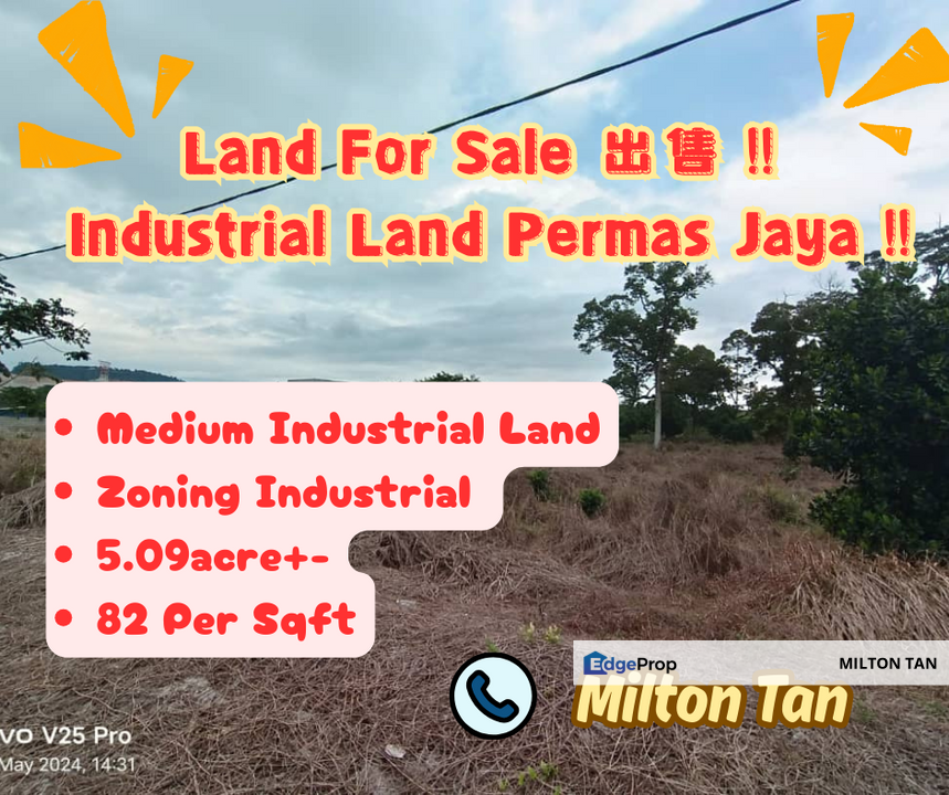 Taman Pemas Jaya Masai Johor Industry Land For Sale  Land@ Permas Jaya industrial land 5.09 acre(221,844 sqft), Johor, Masai