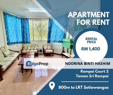 Rampai Court Apartment 2, Taman Sri Rampai Setapak, KL for Sale , Kuala Lumpur, Setapak