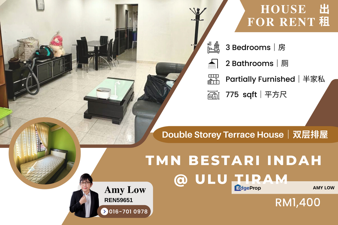 Double Storey Terracce House Taman Bestari Indah Ulu Tiram For Rent, Johor, Ulu Tiram