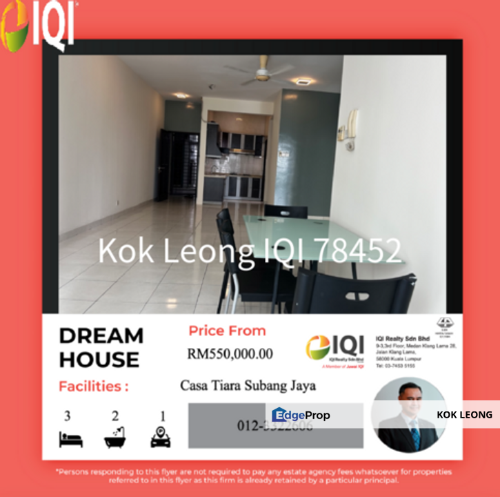  Casa Tiara, Subang Jaya Corner Unit, 3R, 2B For Sale, Selangor, Subang Jaya