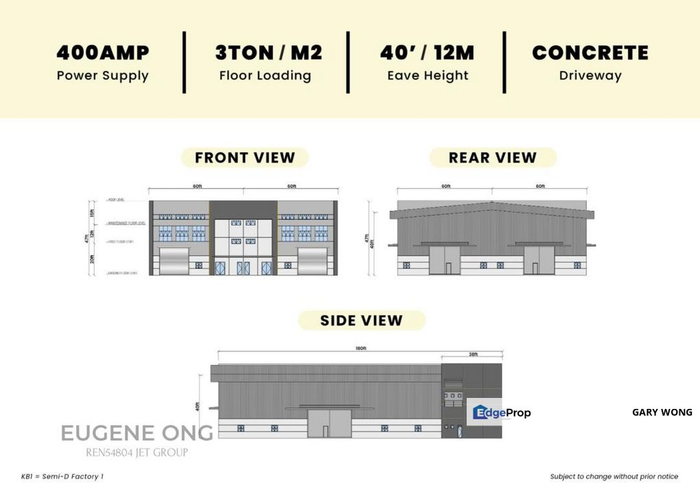 ETP KIIP Kapar Klang Semi D Factory Warehouse 20825sqft 400amps Height 12meter Floor Loading 3 Tons Freehold Sale , Selangor, Klang
